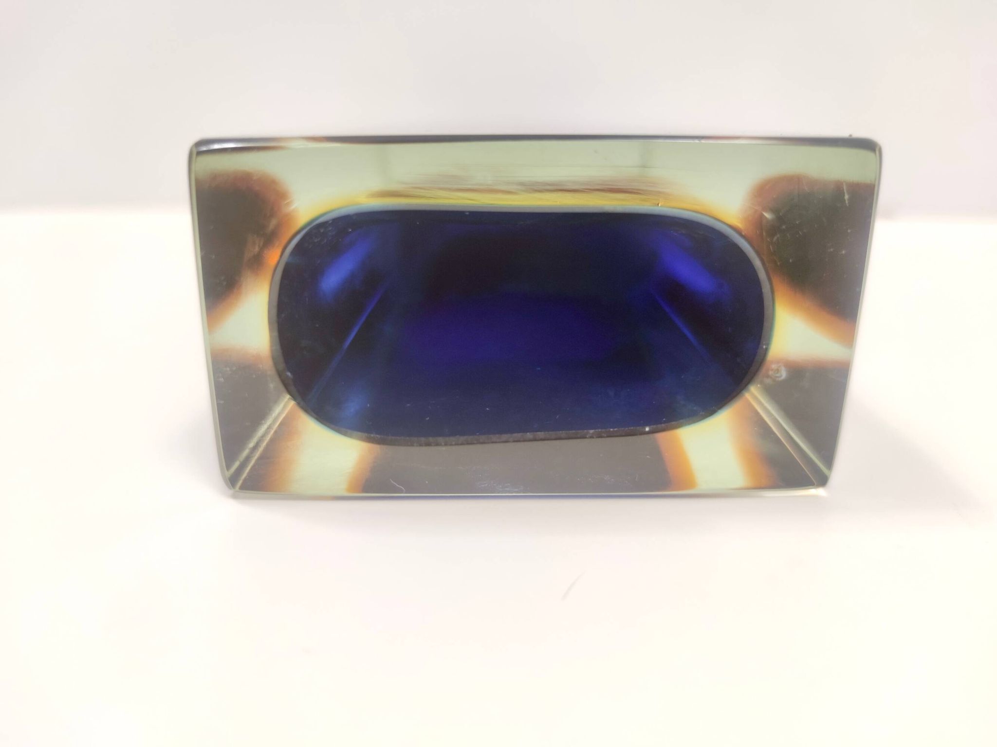 Blue and Yellow Sommerso Murano Glass Vase attr. to Flavio Poli, Italy
