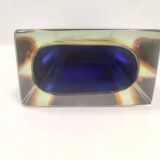 Vase Sommerso en verre de Murano bleu et jaune, attribué à Flavio Poli, Italie
