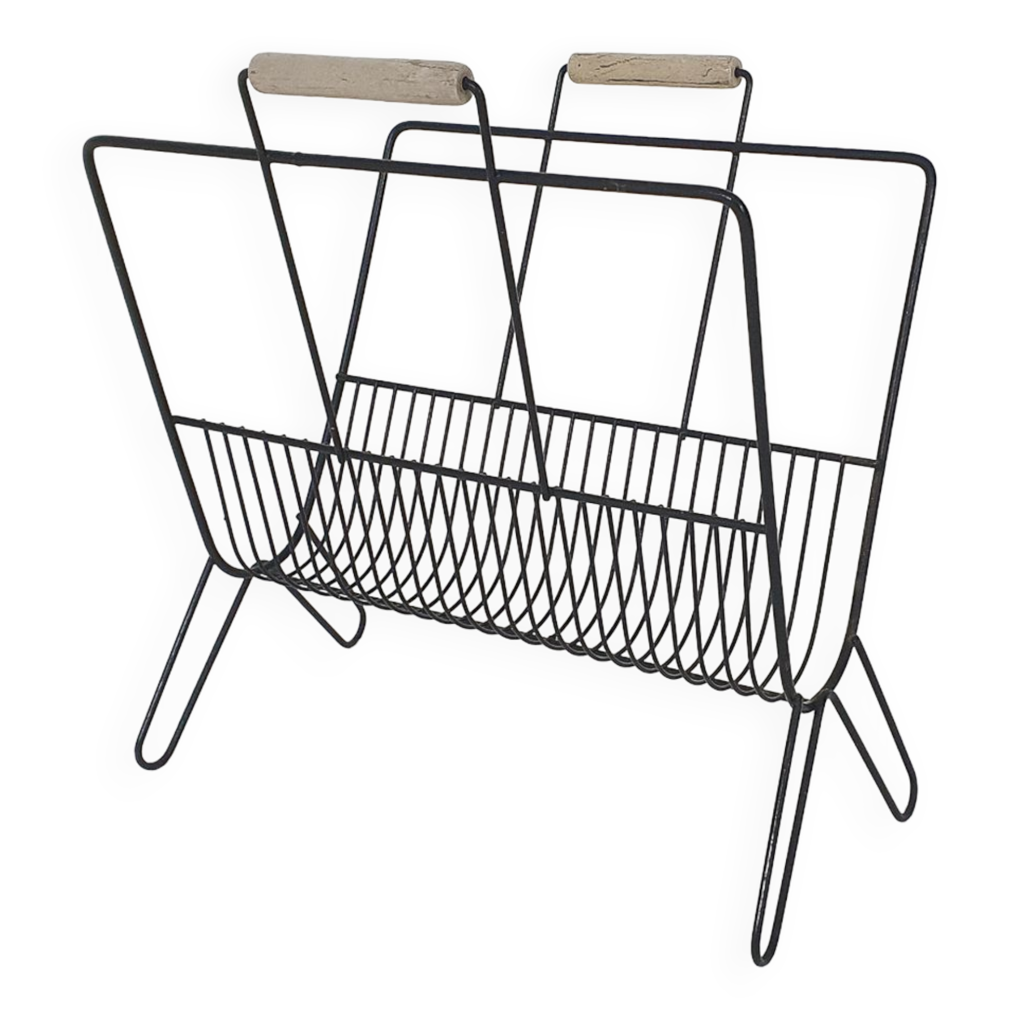 Mid-century black metal magazine stand, The Netherlands 1950's