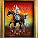 Painting signed A. ZENATI (Abderrahmane, 1943) – Oil on wood panel – Cavalier Fantasia