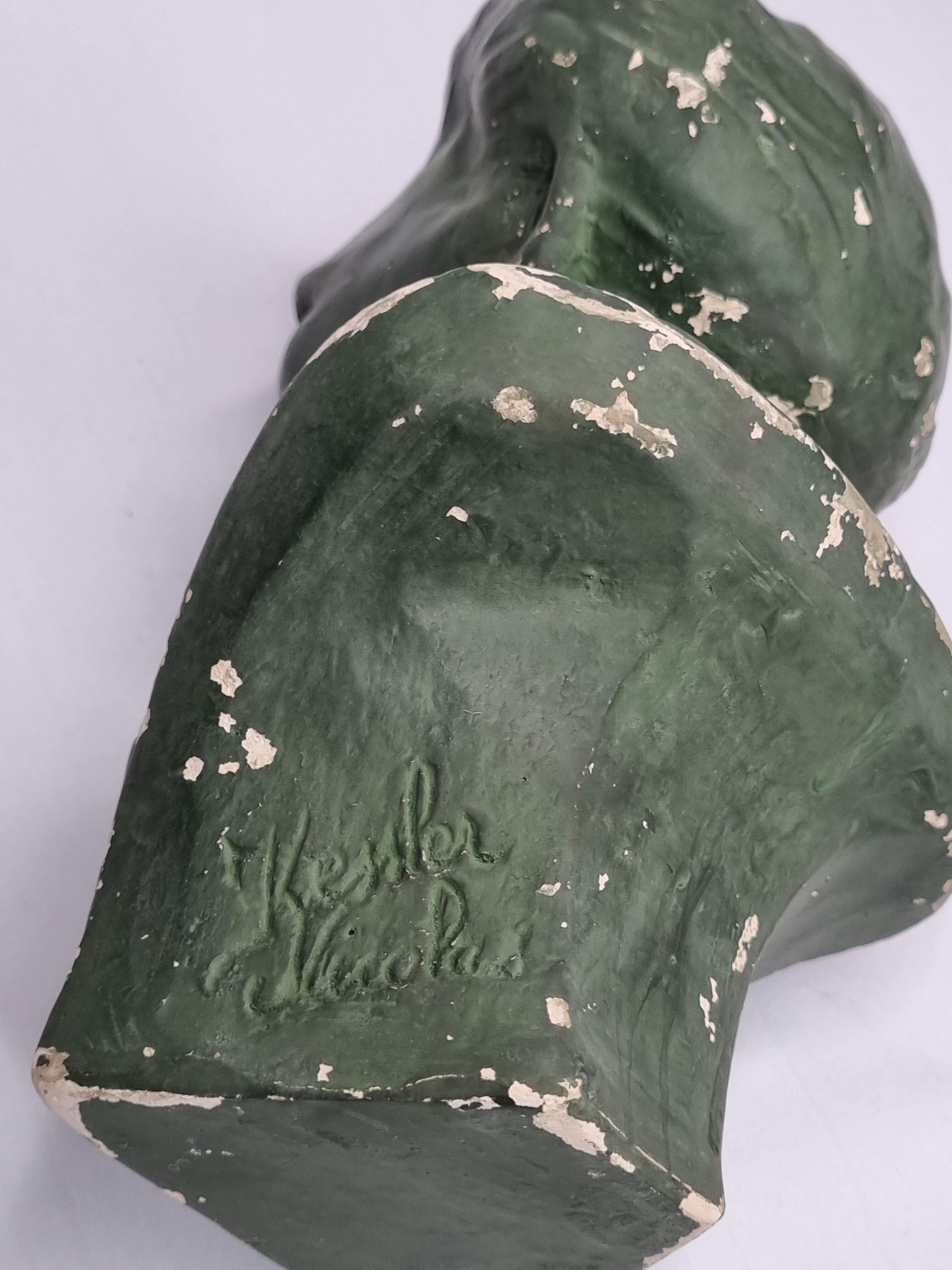Bust in patinated plaster of the composer Gabriel Fauré, signed, 19 cm