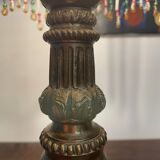 Bronze, opaline and tassel table lamp