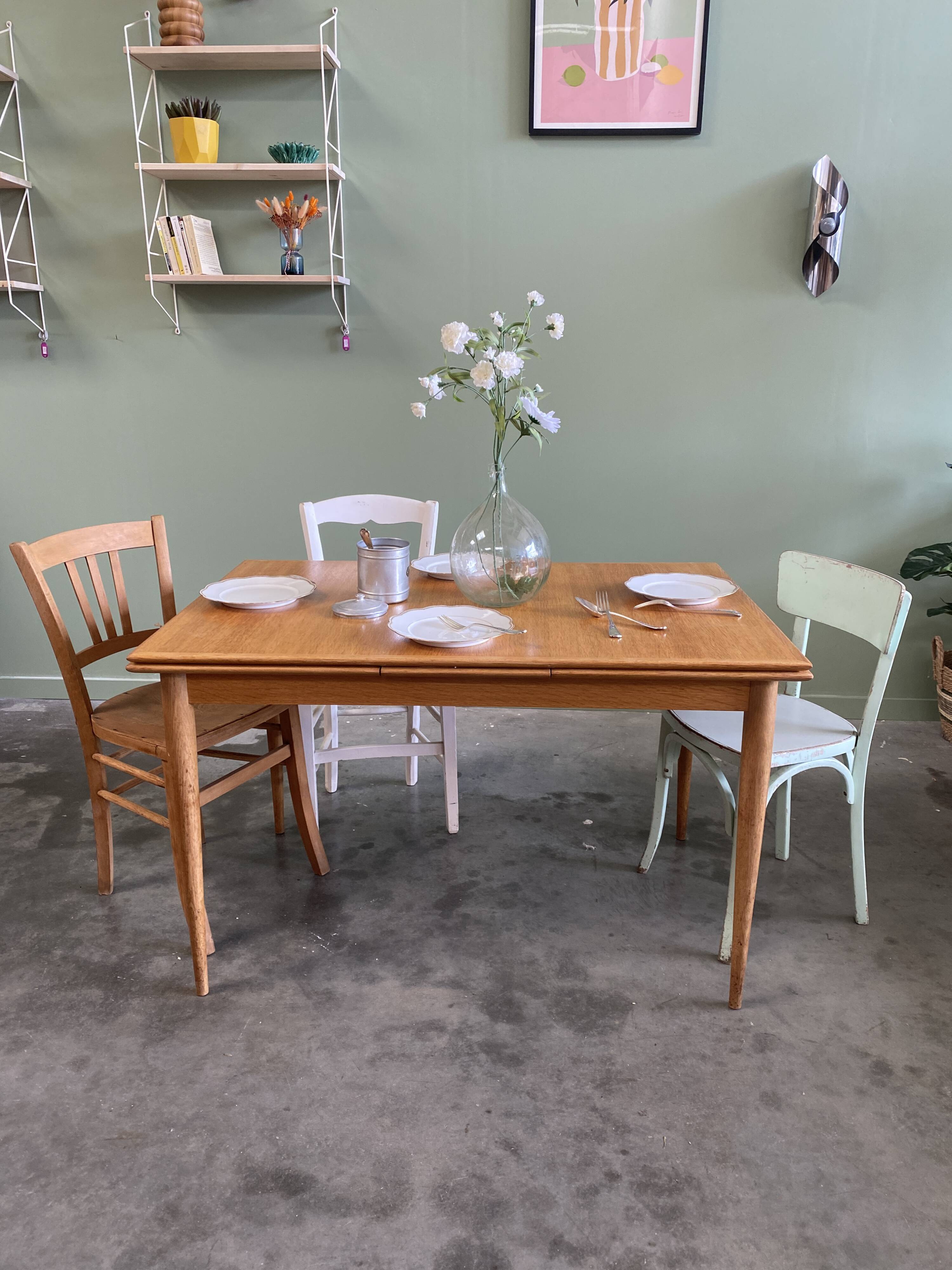 Table à manger vintage à rallonges