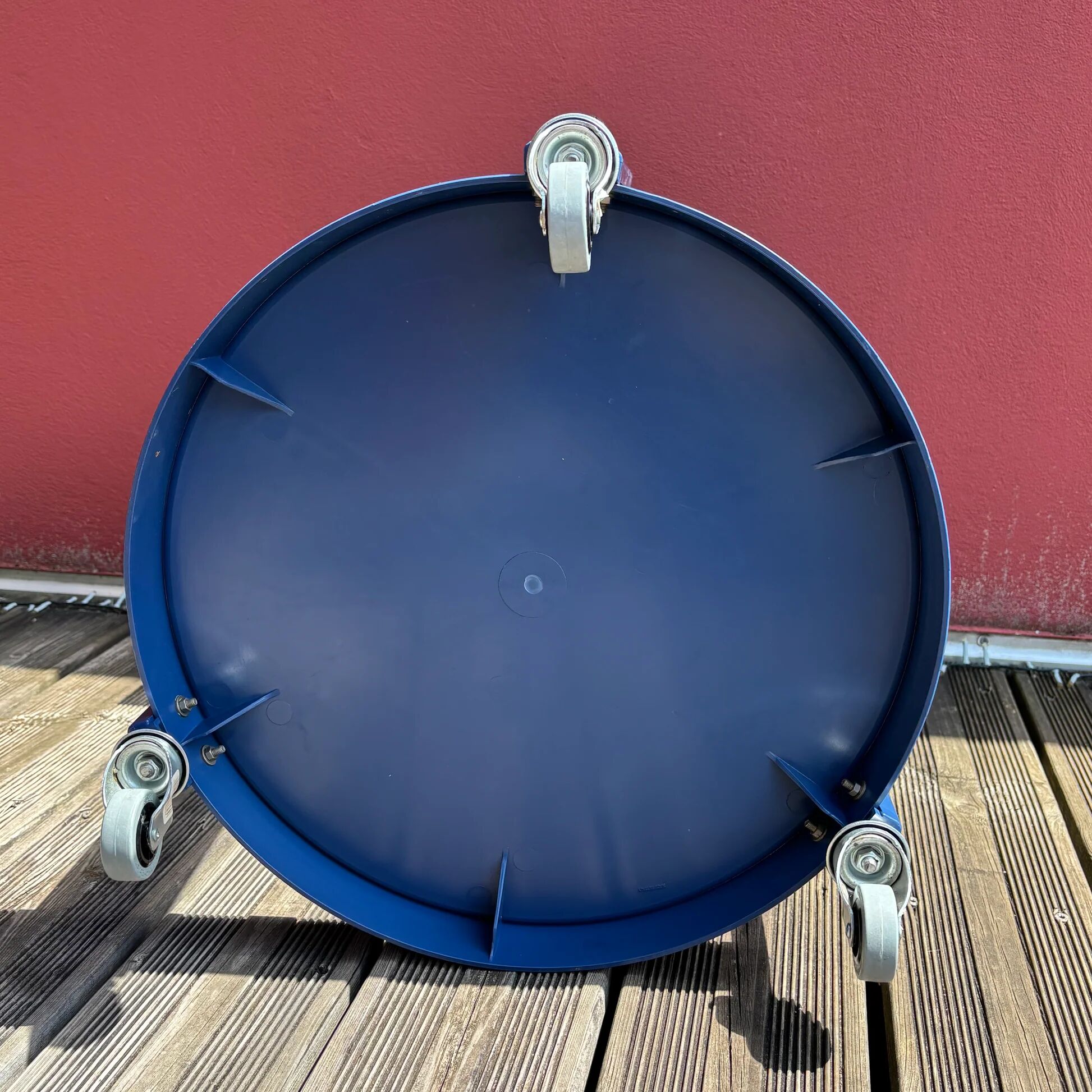 Space-age navy blue rolling dessert trolley
