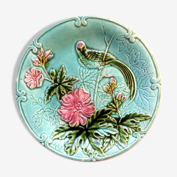 Salins art deco dabbling plate, parakeet and pink lavaters