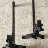 Pair of vintage steel brutalist andirons