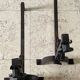 Pair of vintage steel brutalist andirons