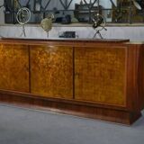 Art Deco rosewood sideboard with gilt door, attributed to Maison Dominique, 1940s