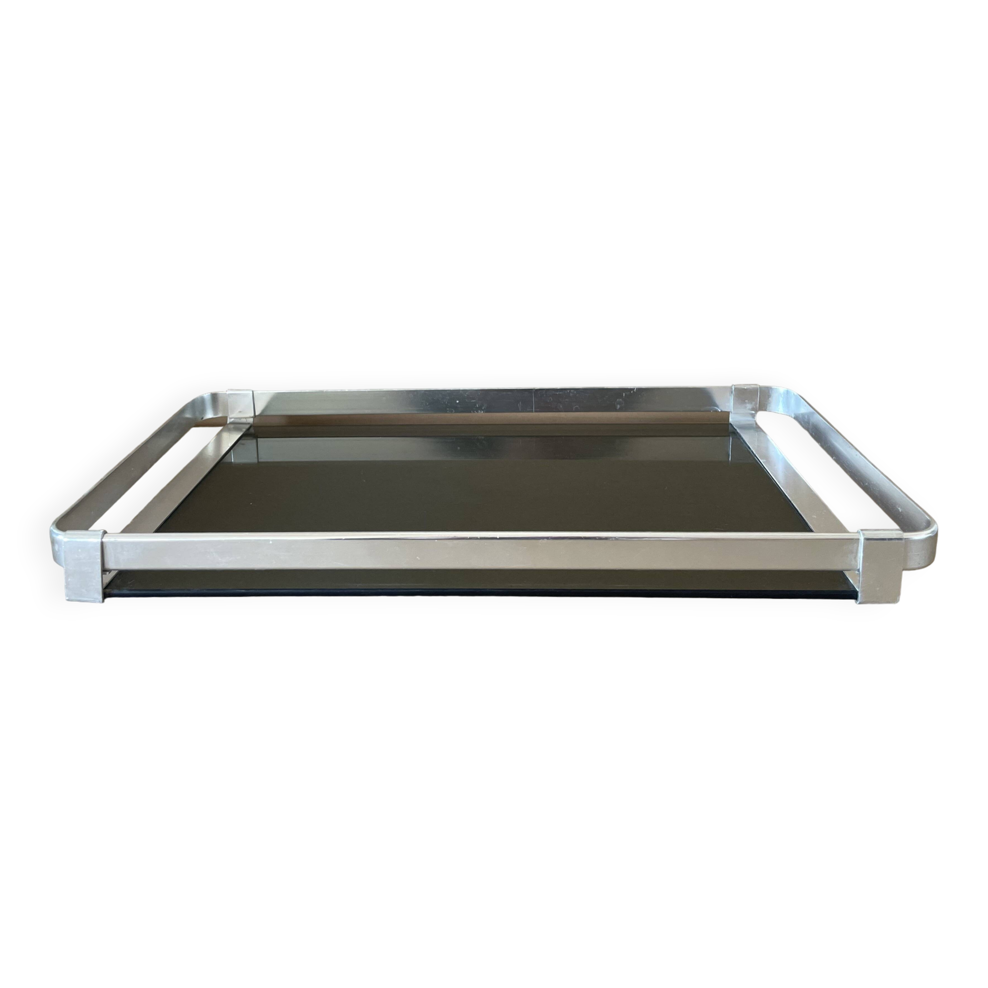 70s smoked glass tray