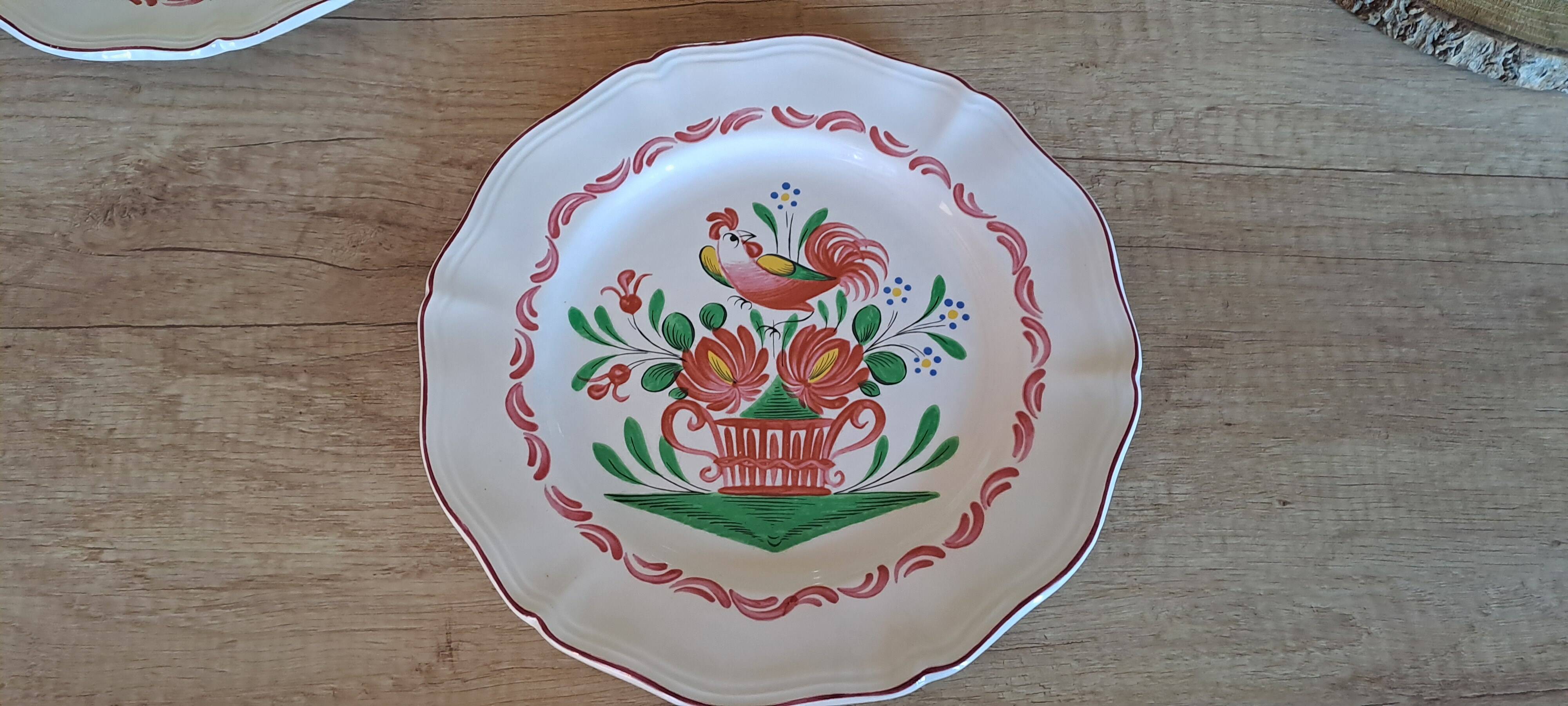 Set of 3 plates with Saint Clément rooster decoration