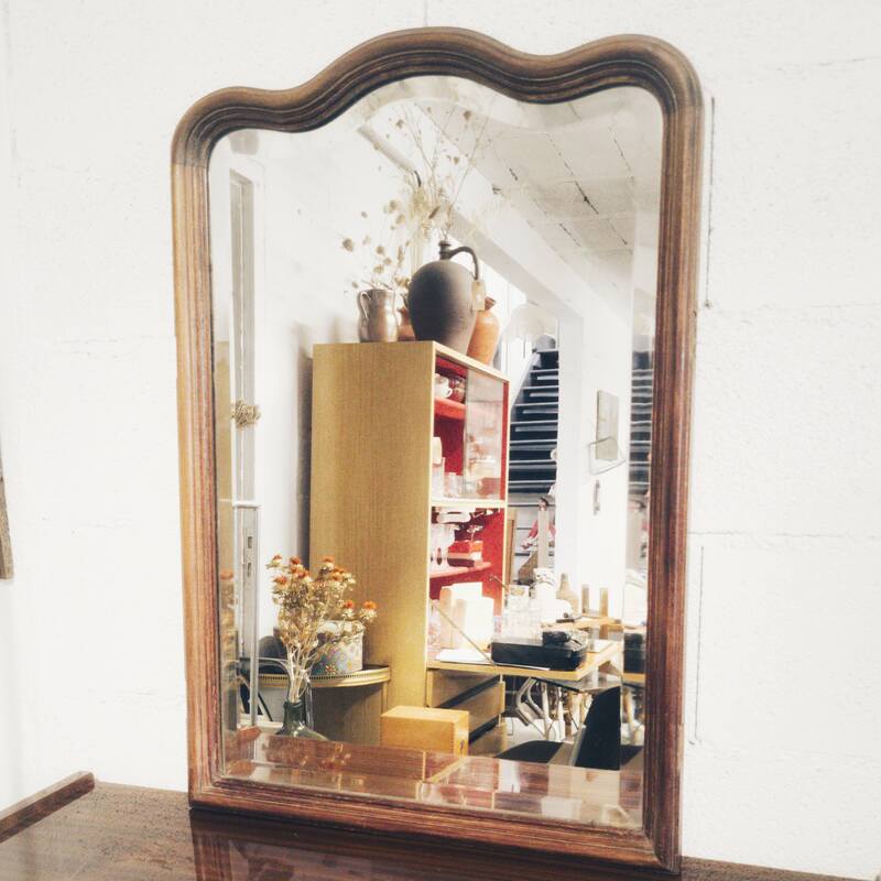 Beveled mirror contour wood 77x53cm