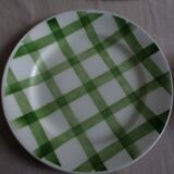 Old round dish Moulin des loups Orchies green tiles