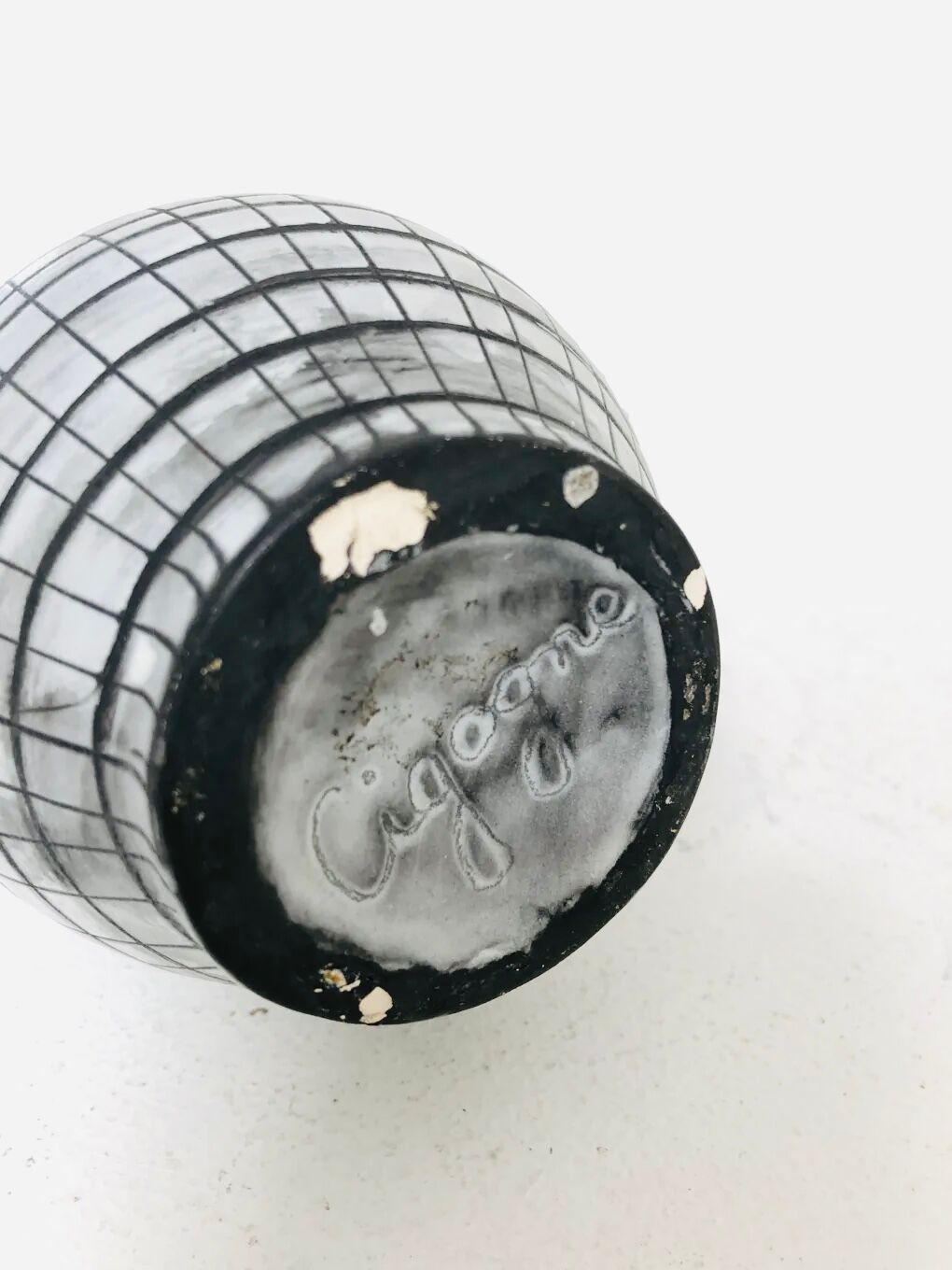 Vintage grey ceramic bud vase, 1970