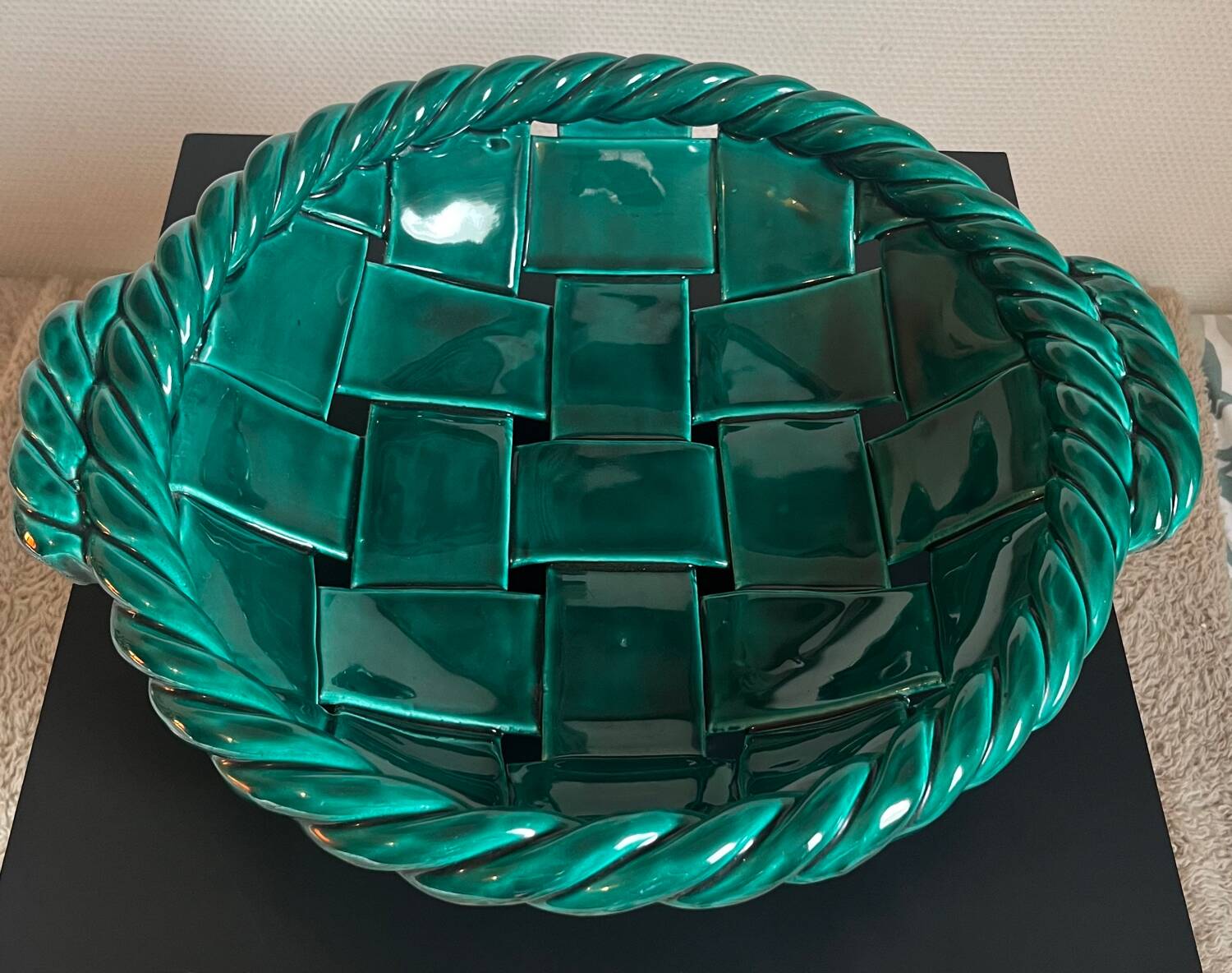 Vallauris ceramic flat basket