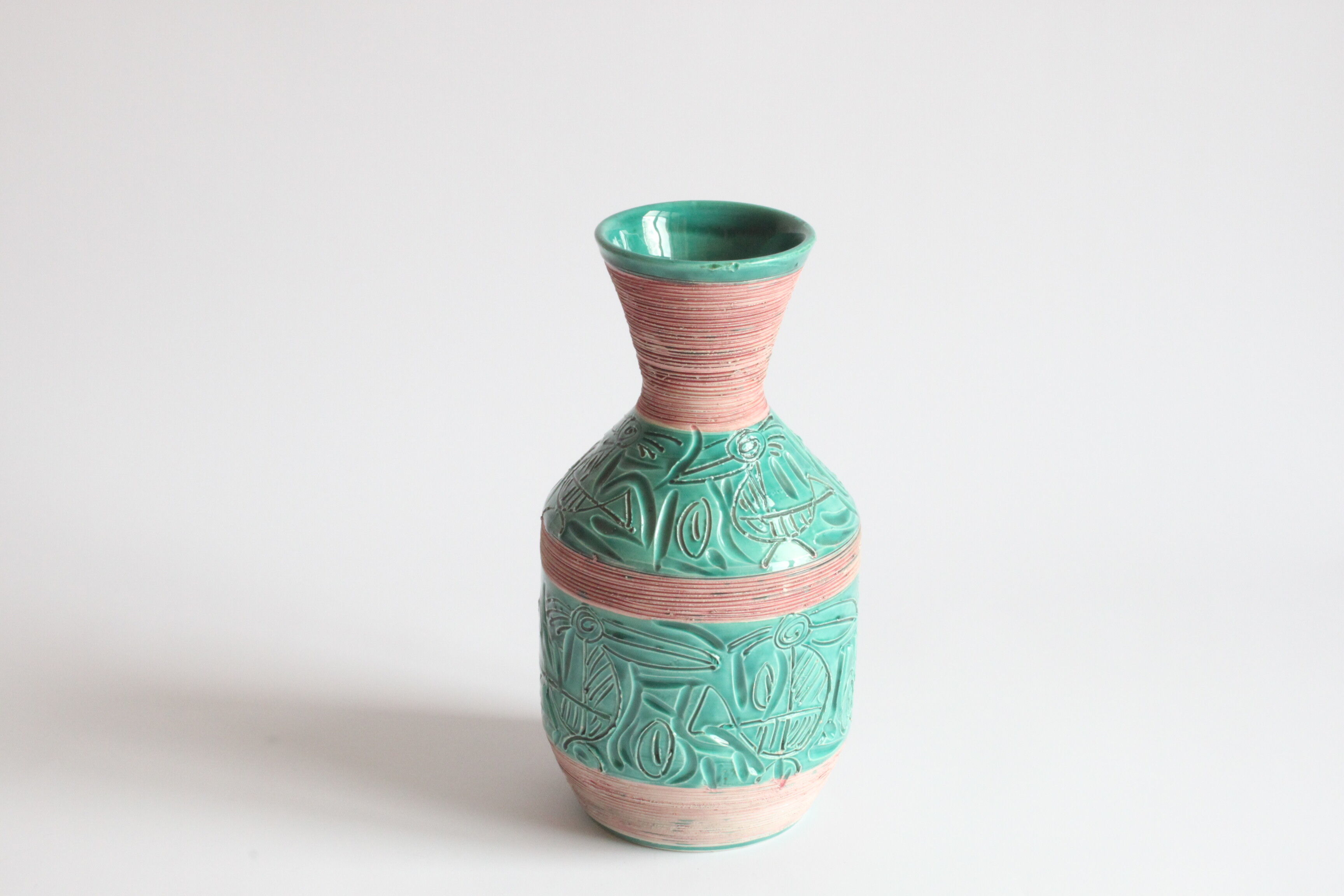 Vase avec pélicans par Fratelli Fianciulacci sgraffito , italie, années 1960