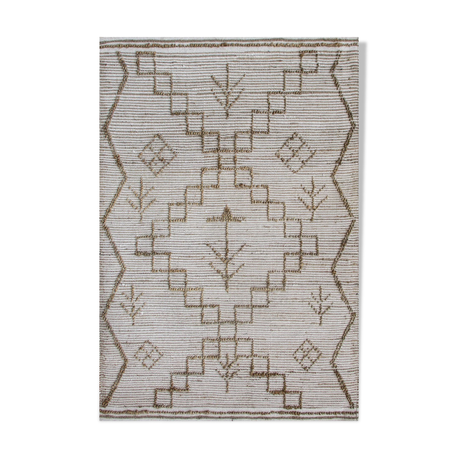 Hemp and wool carpet 190x290 ethnic motifs