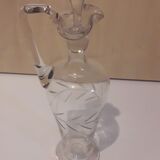 Hand-engraved glass ewer carafe with cap
