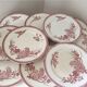 Assiette FF Pexonne Terre de Fer décor rose oiseaux XIX
