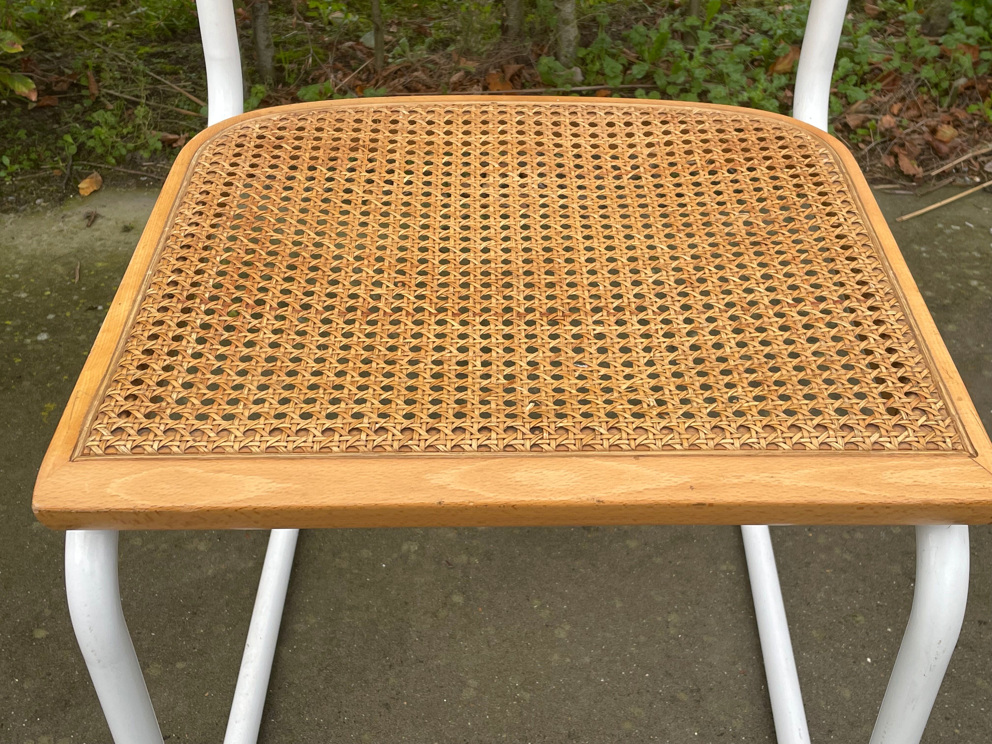 Cesca chair b32 model in white and wood by Marcel Breuer