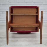 1970s, set of 4 reupholstered Danish chairs, Farsø Møbelfabrik, teak wood, furniture velour.