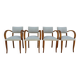 Chic 1950s bridge chairs in solid wood, white and beige, hand-stitched.