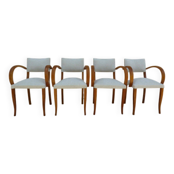 Fauteuils bridges chic année 50 en bois massif   blanc beige cousus main