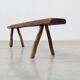French Primitive Farmhouse Bench with Splayed Legs, 19th Century