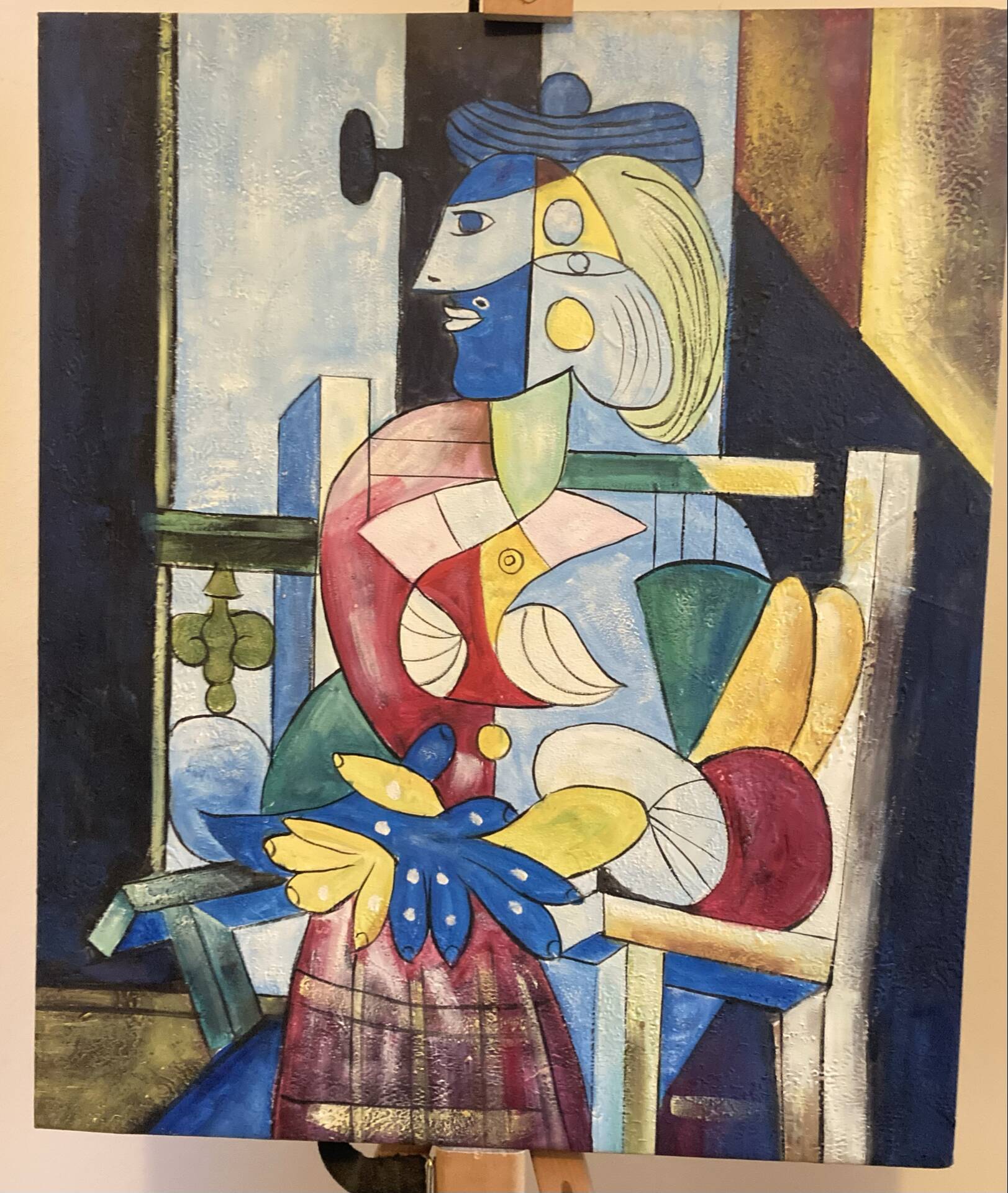 Painting "The Sitting Woman" by Pablo Picasso painted in 1937.