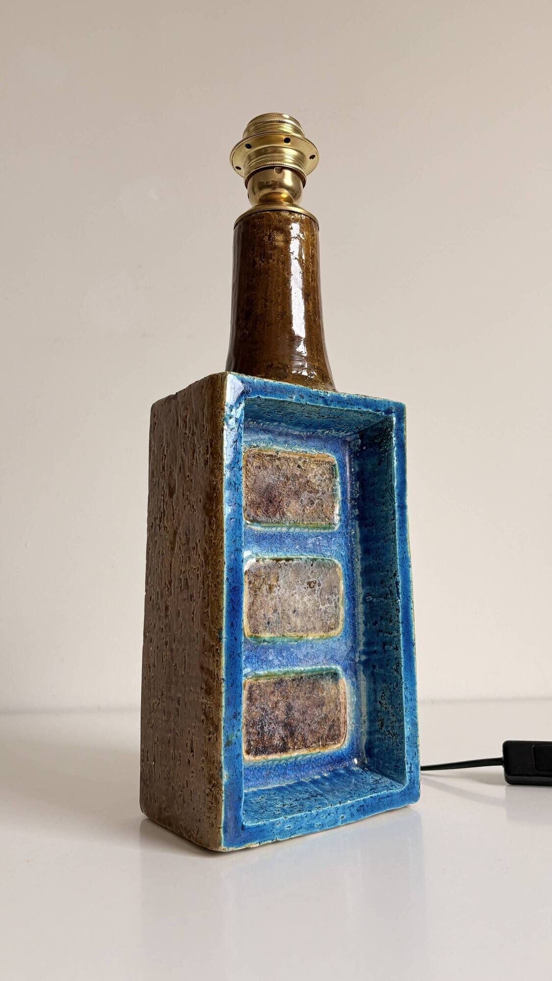 Aldo Londi for Bitossi Chamotte Ceramic Table Lamp, Italy, 1960s