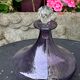Bubble and purple blown glass decanter and faceted cut glass cap