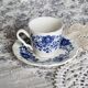 Vintage Sarreguemines cup & saucer – White earthenware with blue floral decoration