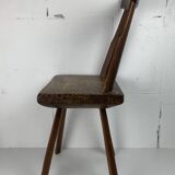 Chaise d'appoint brutaliste artisanale antique fabriquée à la main, style ferme néerlandais