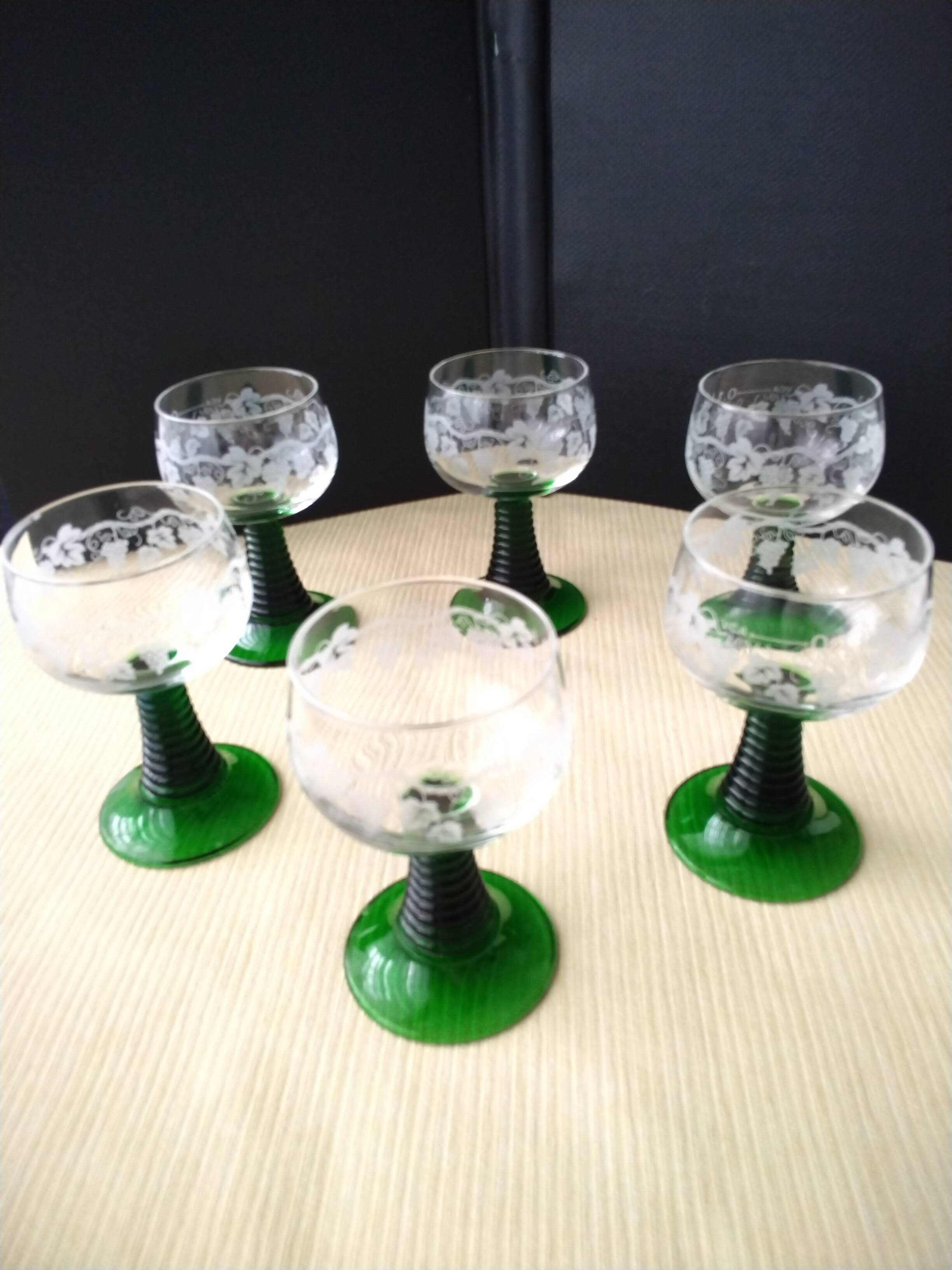 6 luminarc alsace white wine glasses screen-printed decoration of arisin clusters