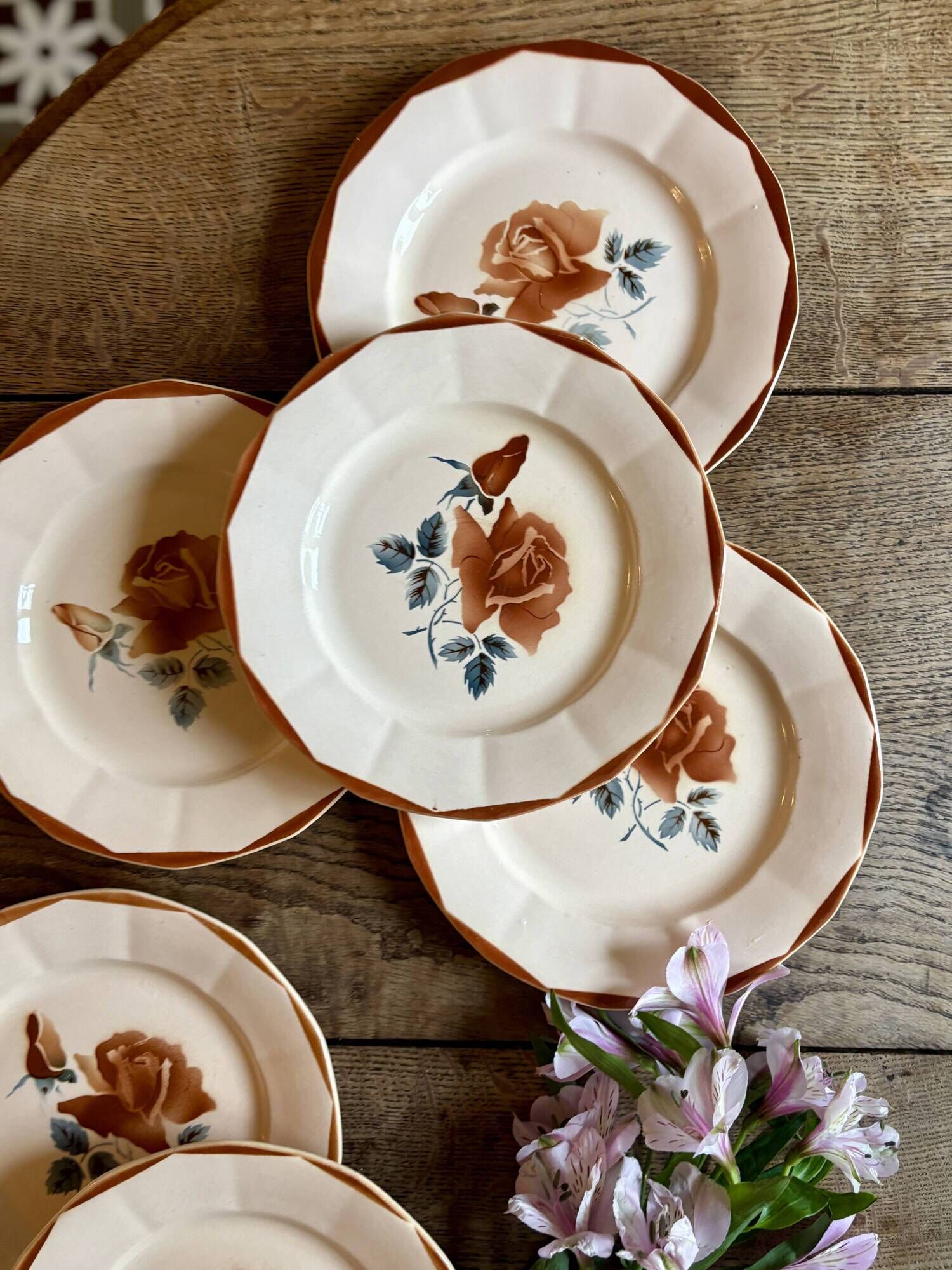 Set of 7 vintage flat plates from Digoin Sarreguemines.
