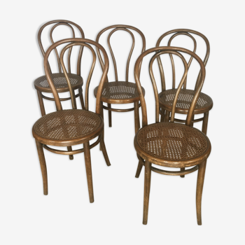Set of 5 chairs Bistro cannate early twentieth