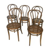 Set of 5 chairs Bistro cannate early twentieth