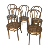 Set of 5 chairs Bistro cannate early twentieth