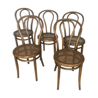 Set of 5 chairs Bistro cannate early twentieth