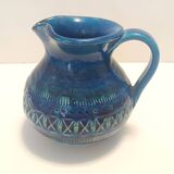 Handmade Rimini Blue Lacquered Ceramic Jug by Aldo Londi for Bitossi, Italy
