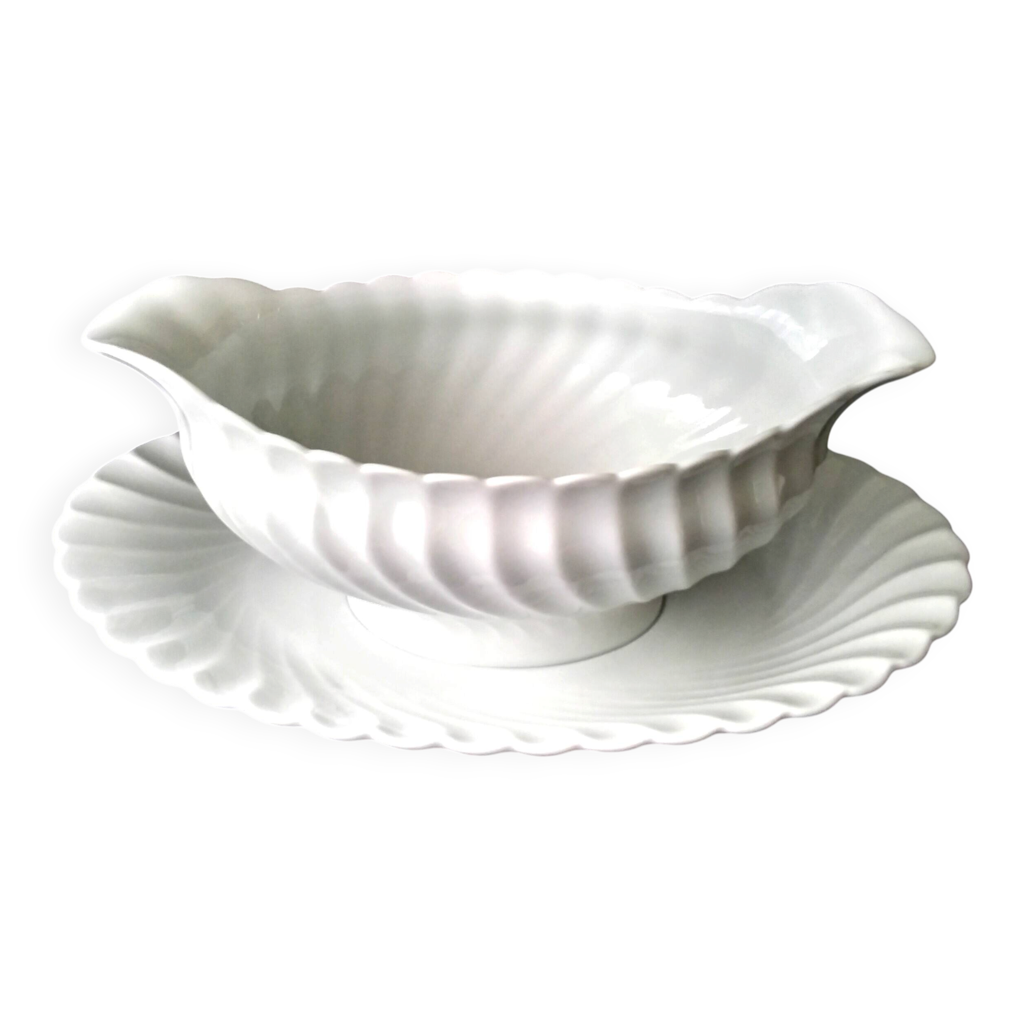 Saucière en porcelaine de Limoges  Haviland  Modèle "Torse "
