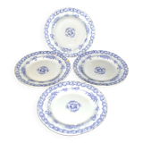 Set of 4 old earthenware plates from CREIL & MONTEREAU with purple vine decoration, 19th century.