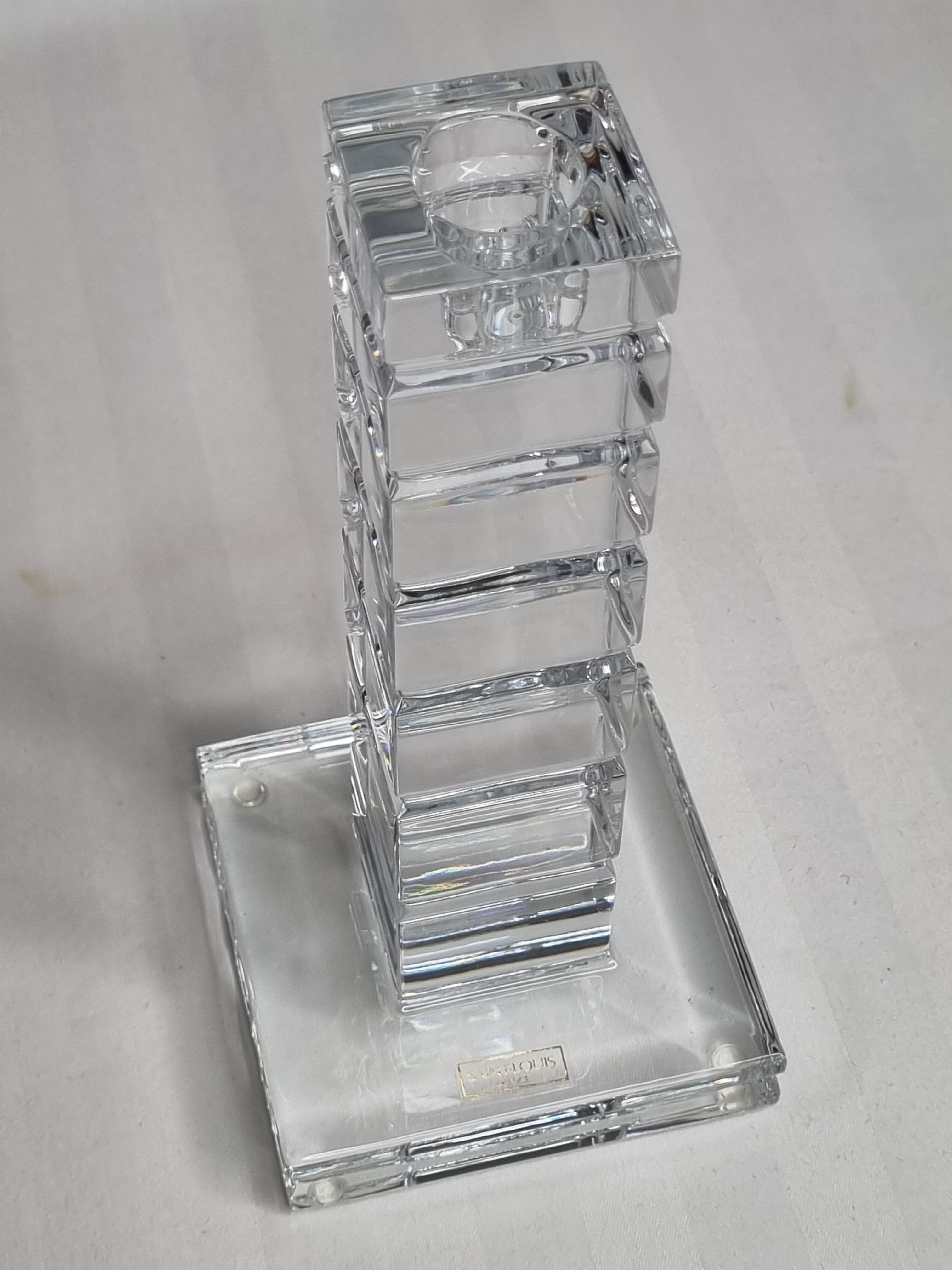 Crystal candle holder, Saint-Louis design Jean Sala