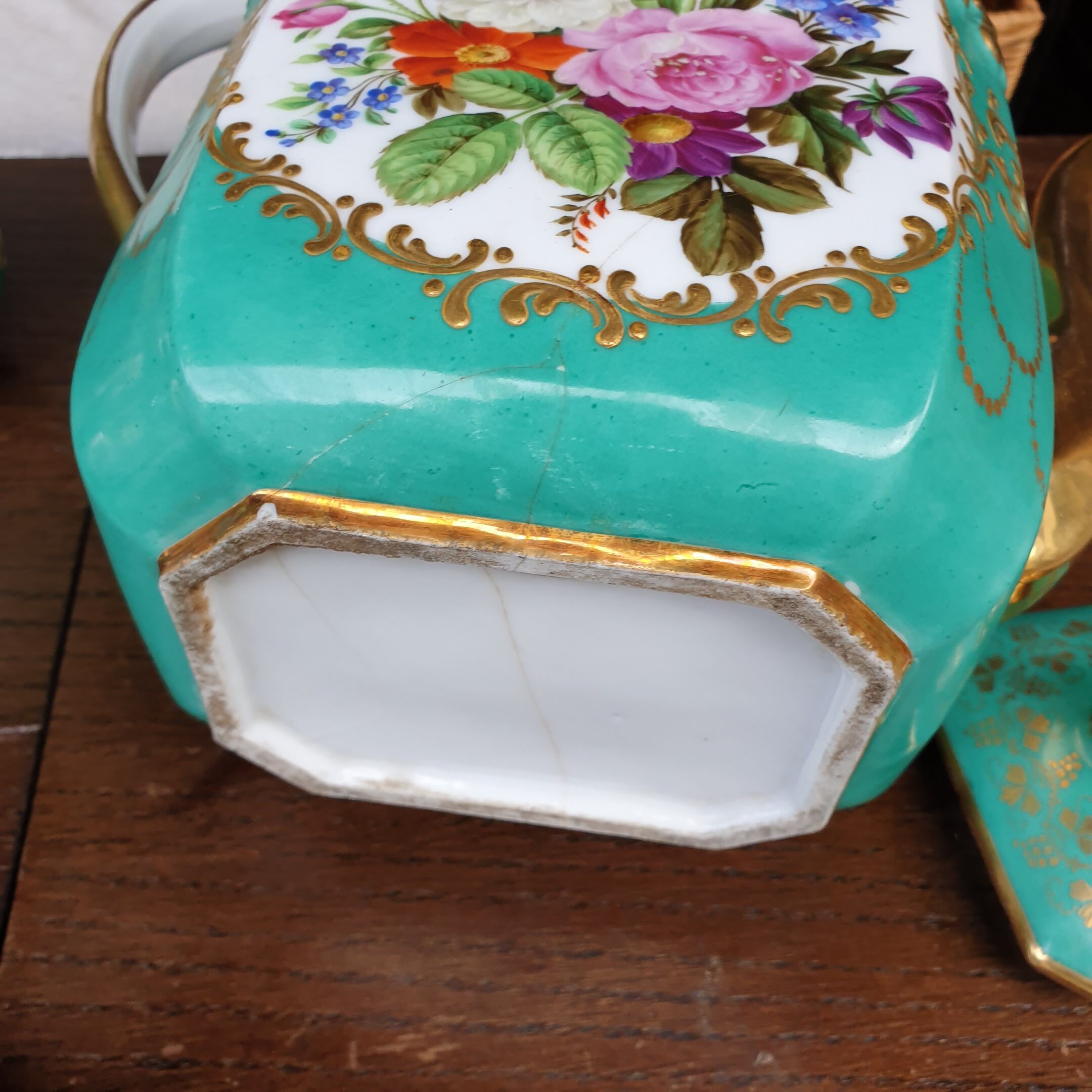 Ancient porcelain floral tea service