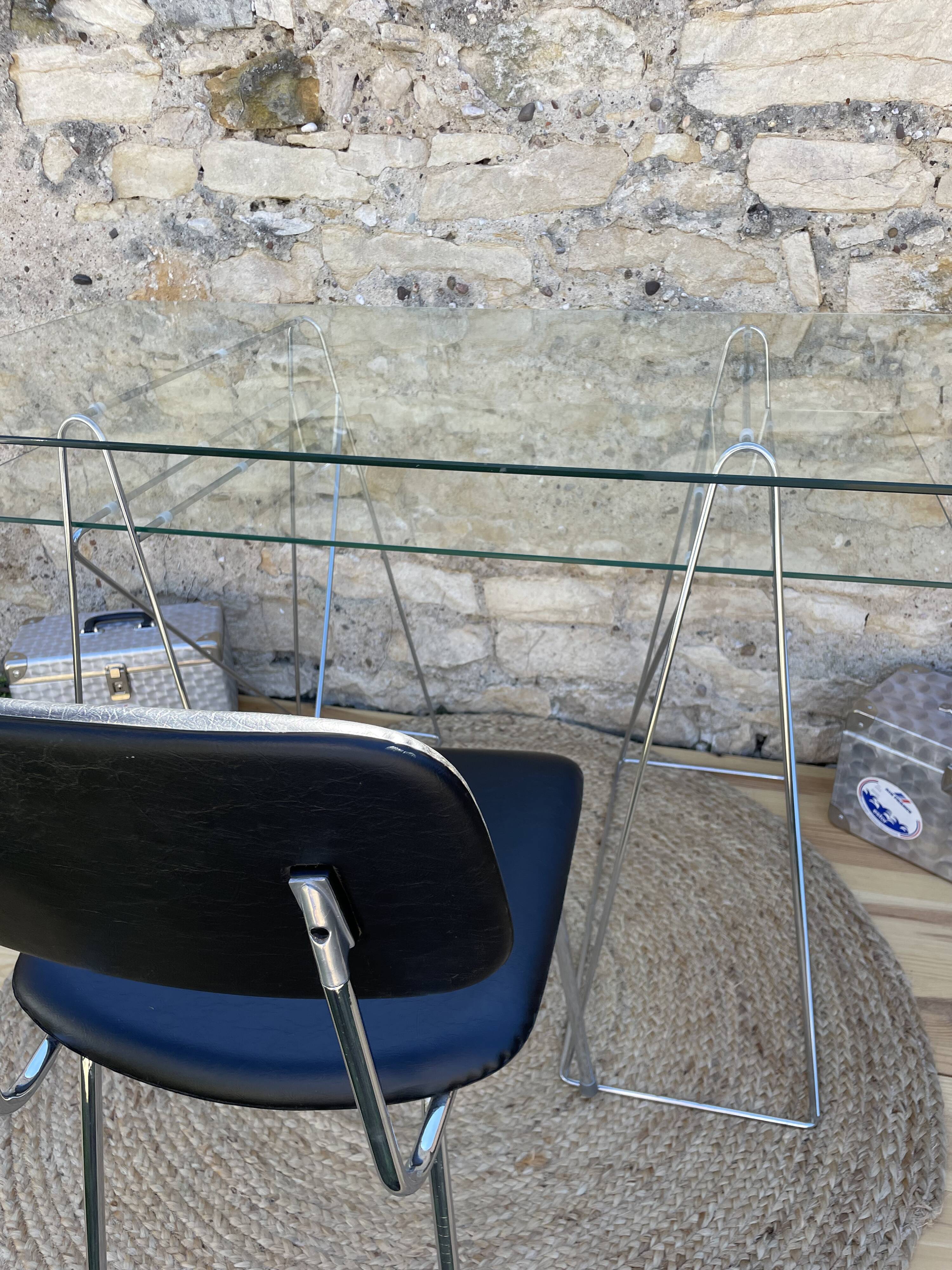 Modernist desk chrome and glass