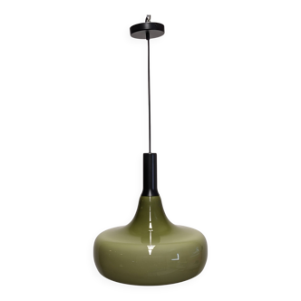 Suspension goutte d'eau XL en opaline vert olive, années 60-70