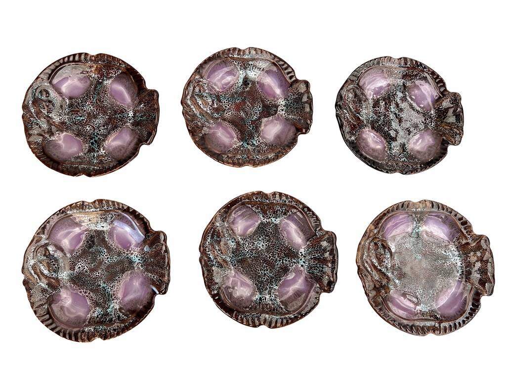 Vintage Fish Service Vallauris – 7-Piece Set in Enamelled Earthenware