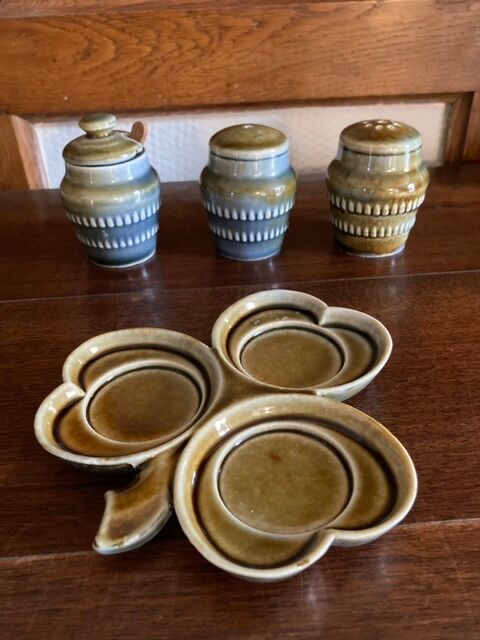 Vintage sandstone salt and pepper shaker