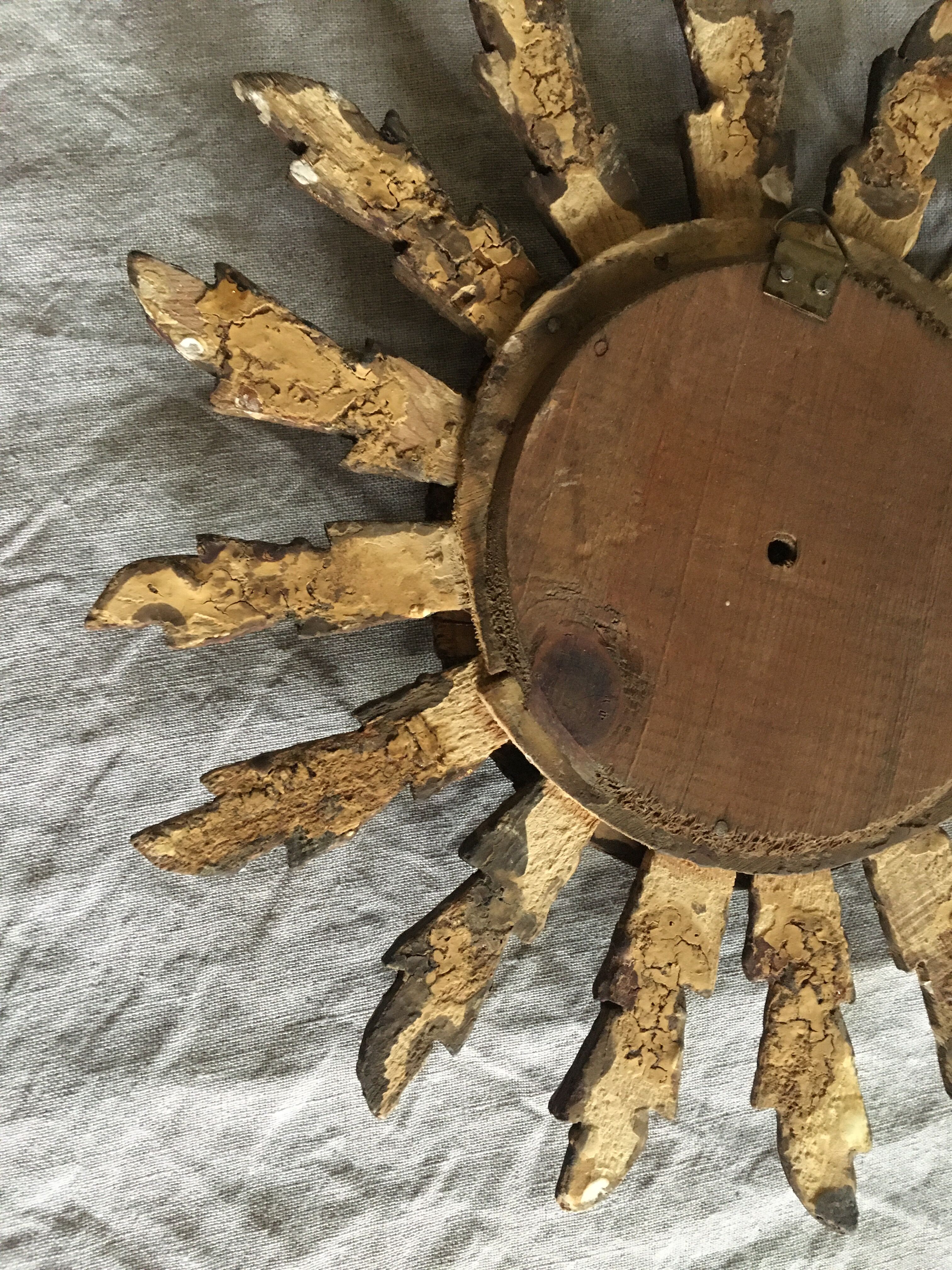 Gilded wood sun mirror, 60s