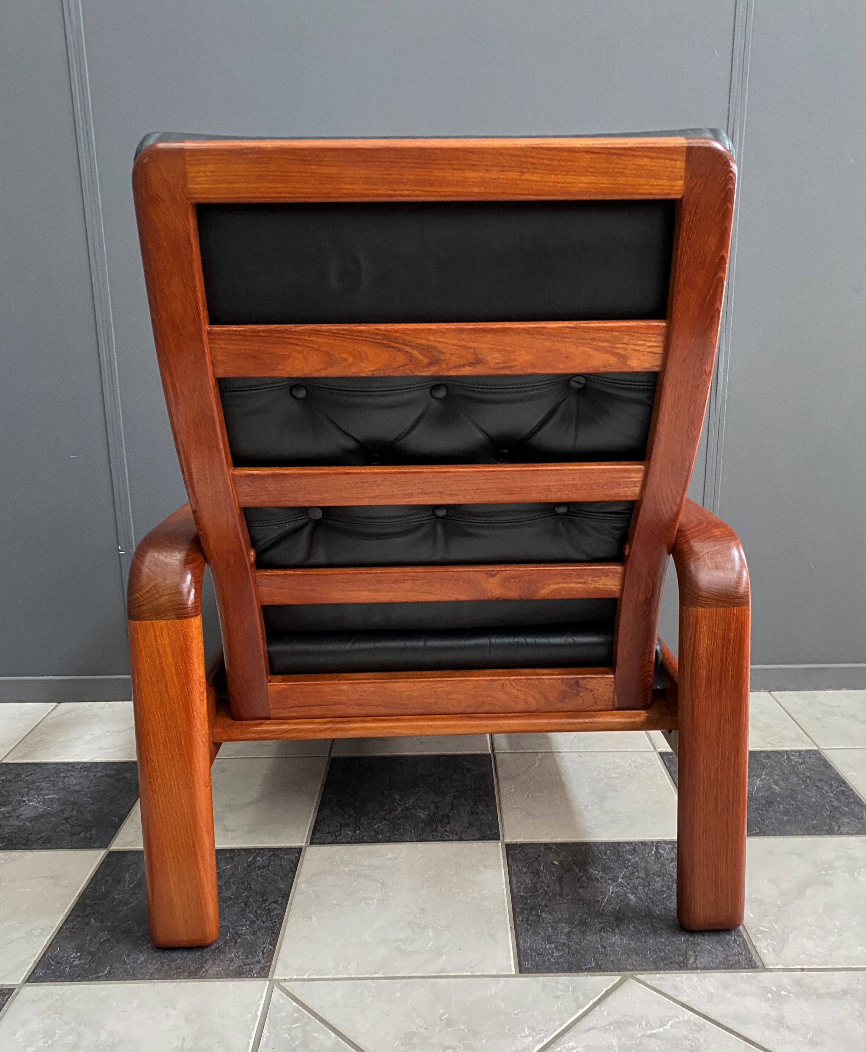 Set of two Danish teak and leather chairs by HS Denmark 1970s