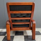 Ensemble de deux fauteuils danois en teck et cuir par HS Danemark 1970s